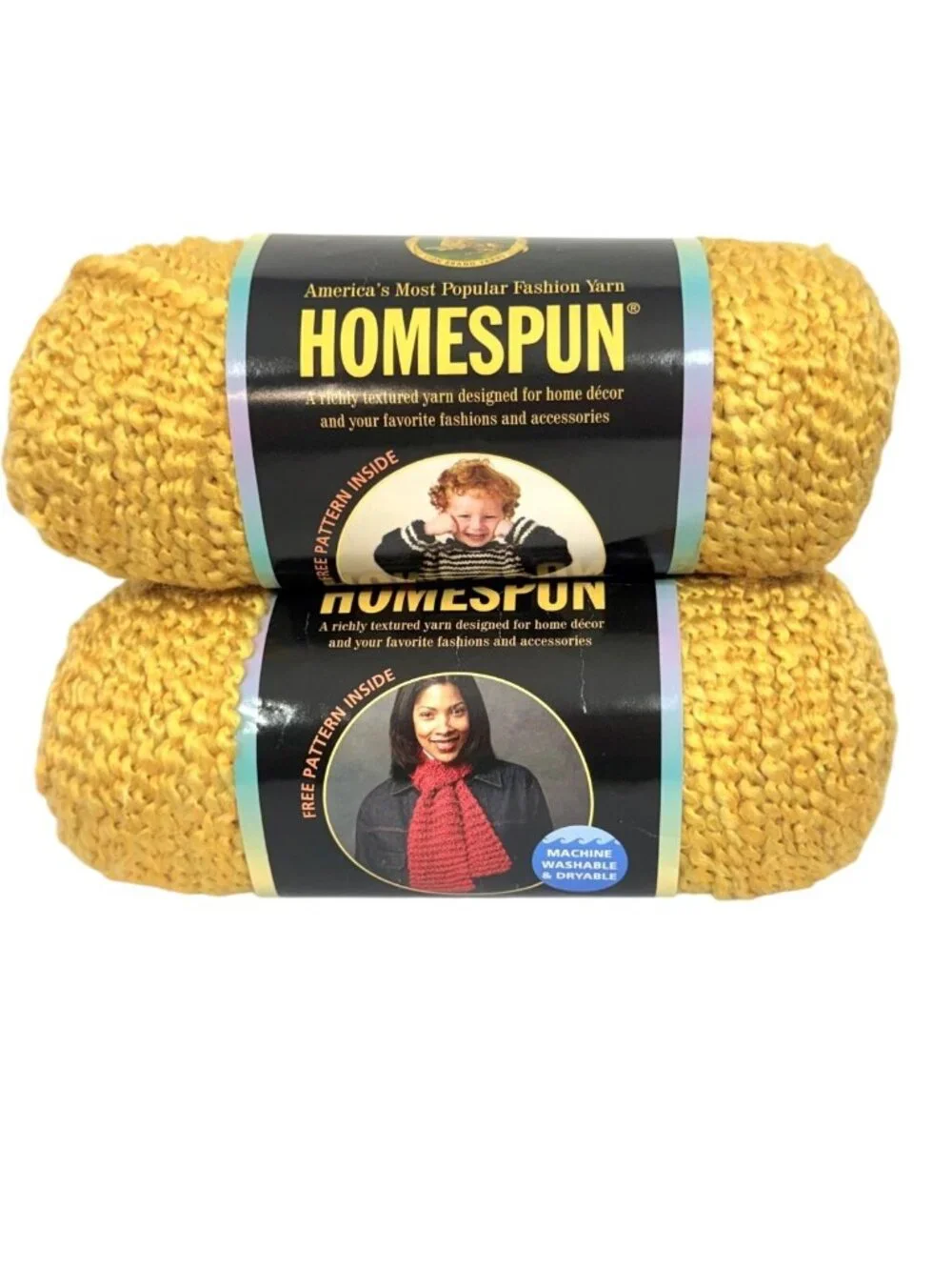 Lion Brand Homespun Yarn 185 Yards Color 394 Golden Acrylic/Poly Blend - Two New